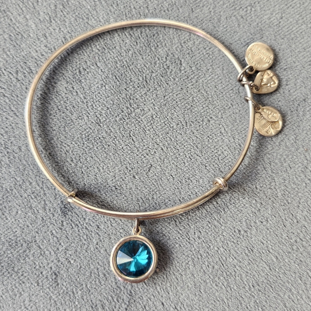 Alex and Ani Silver Turquoise Blue Topaz December Birthstone Bracelet